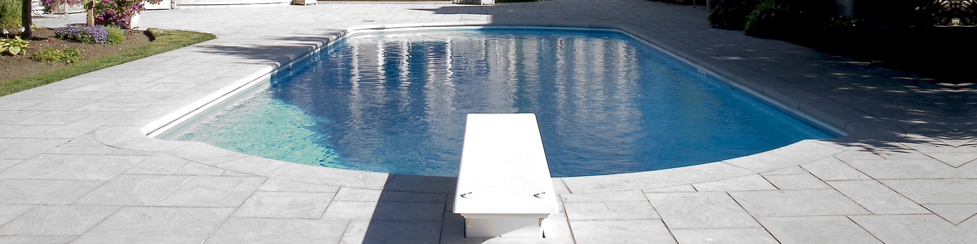 A serene small pool nestled in a lush backyard, surrounded by greenery and inviting for relaxation.