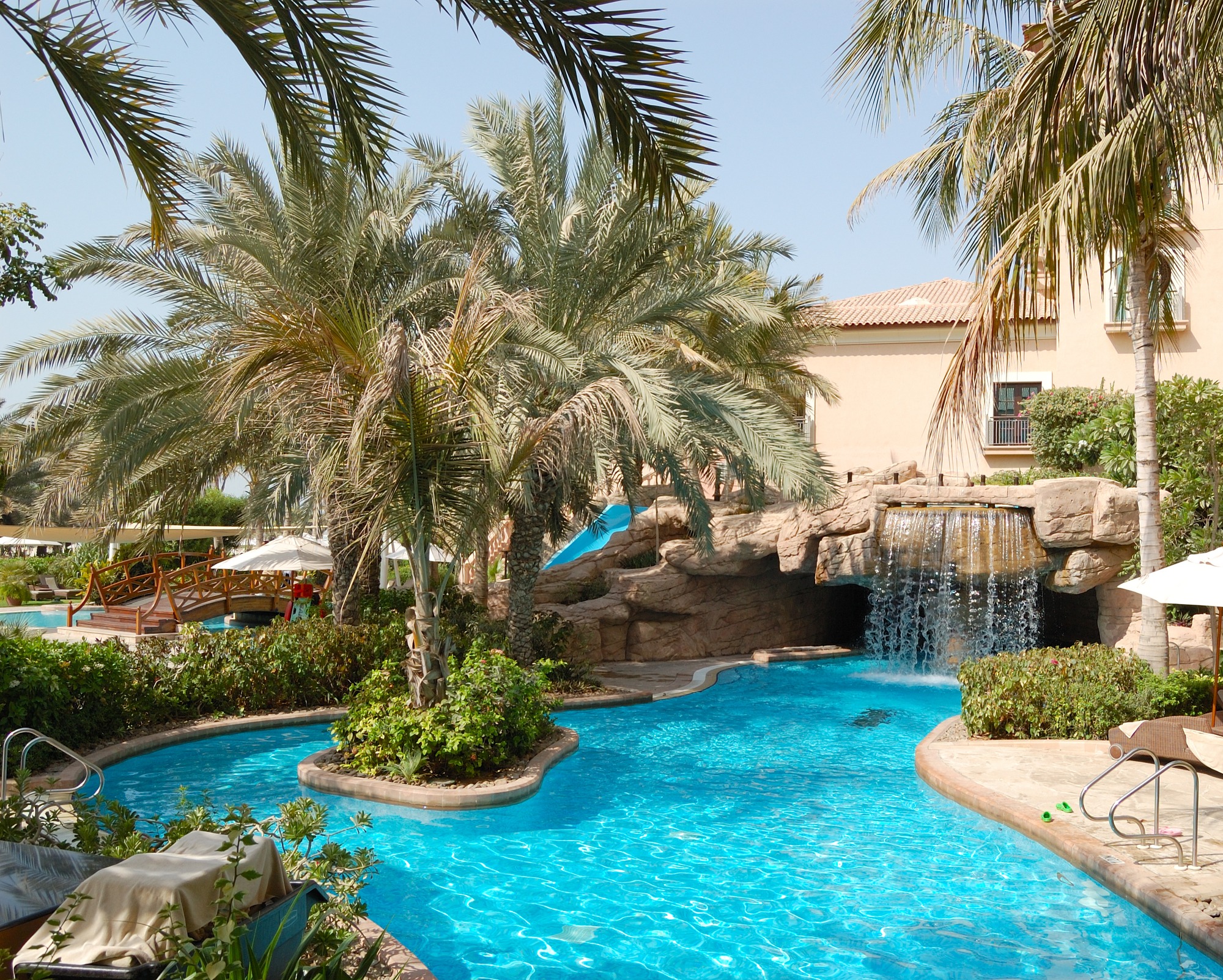 Swimming pool at luxury hotel Dubai United Arab Emirates